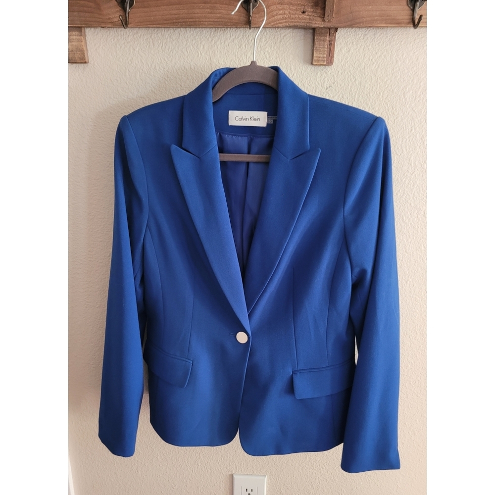 Calvin Klein royal blue one button blazer
